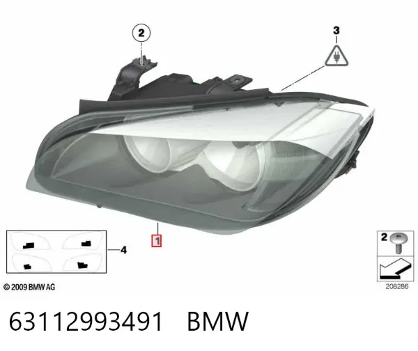 Reflektor lewy 63112993491 BMW