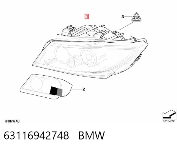 Reflektor prawy 63116942748 BMW