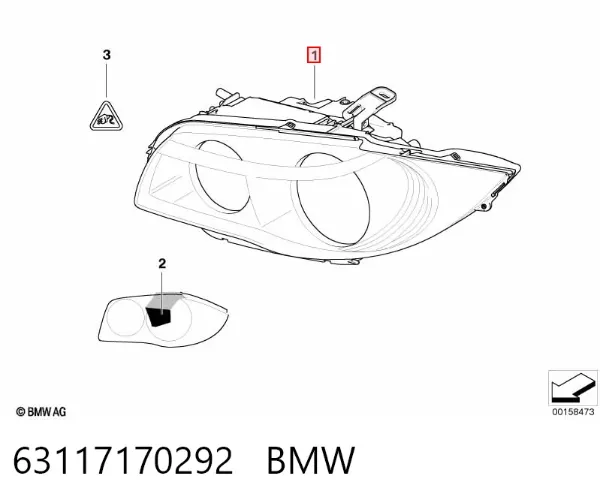 Reflektor prawy 63117170292 BMW