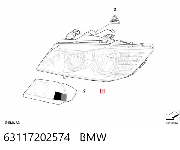 Reflektor prawy 63117202574 BMW