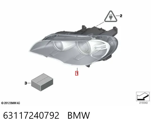 Reflektor prawy 63117240792 BMW