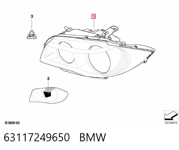 Reflektor prawy 63117249650 BMW