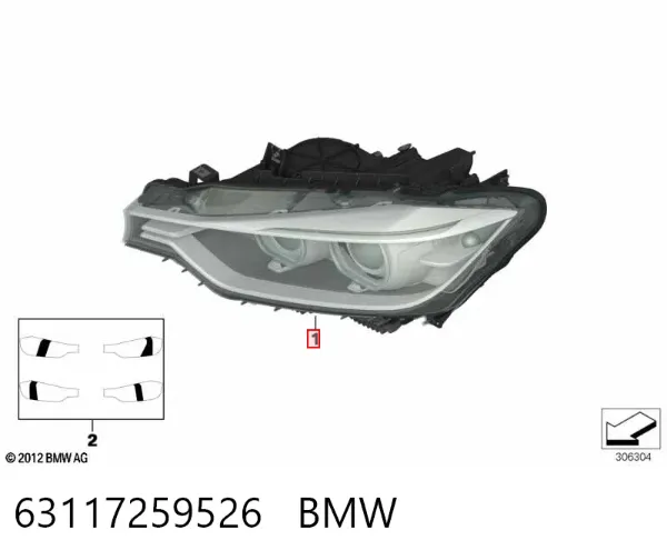 Reflektor prawy 63117259526 BMW