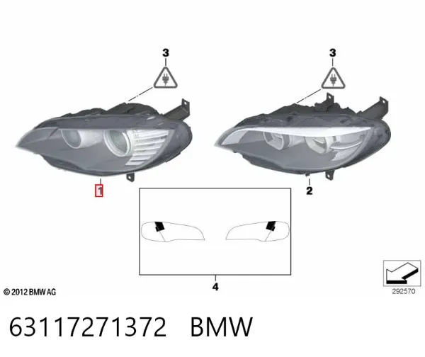 Reflektor prawy 63117271372 BMW