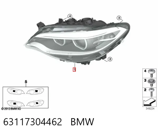 Reflektor prawy 63117304462 BMW