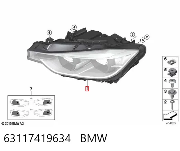 Reflektor prawy 63117419634 BMW