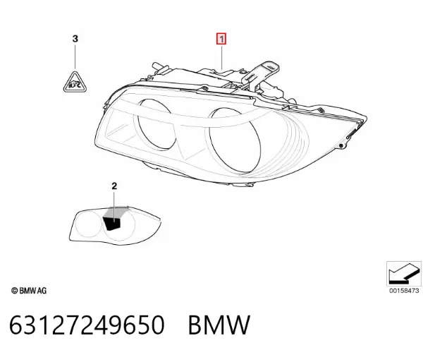 Reflektor prawy 63127249650 BMW