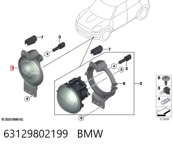 Lampa przeciwmgielna lewa/prawa 63129802199 BMW