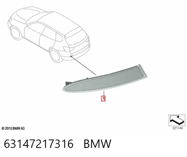 Lampa odblaskowa zderzaka tylnego prawa 63147217316 BMW