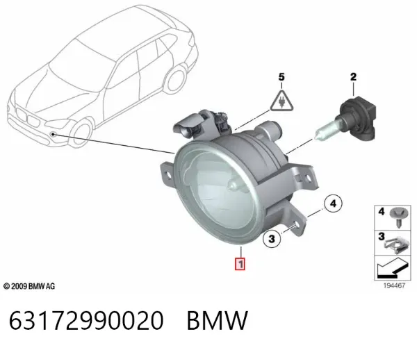 Lampa przeciwmgielna prawa 63172990020 BMW