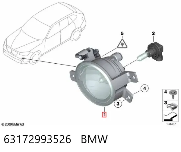 Lampa przeciwmgielna prawa 63172993526 BMW