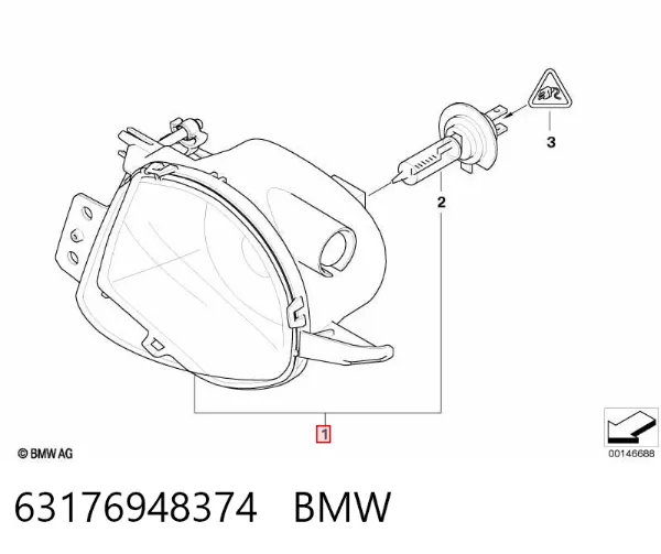 Lampa przeciwmgielna prawa 63176948374 BMW