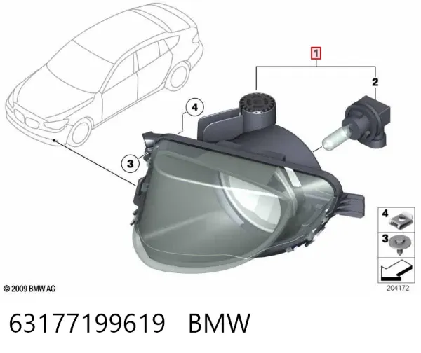 Lampa przeciwmgielna lewa 63177199619 BMW