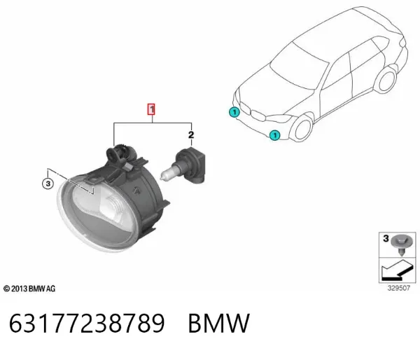 Lampa przeciwmgielna lewa 63177238789 BMW