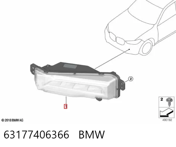 Lampa przeciwmgielna prawa 63177406366 BMW