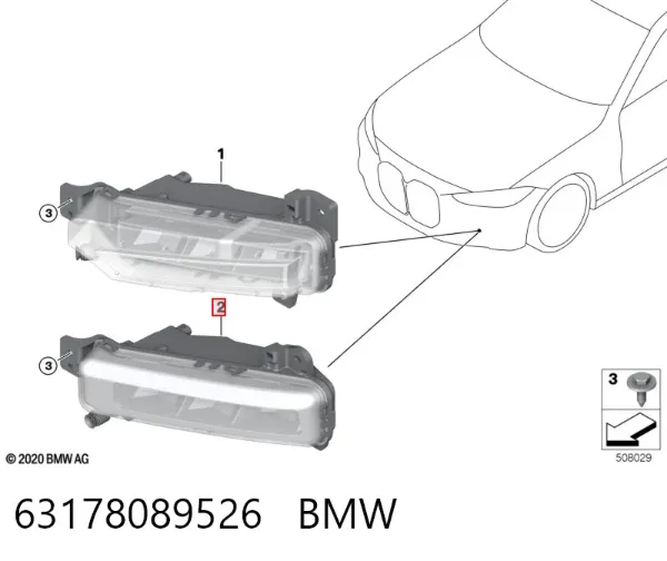 Lampa przeciwmgielna prawa 63178089526 BMW