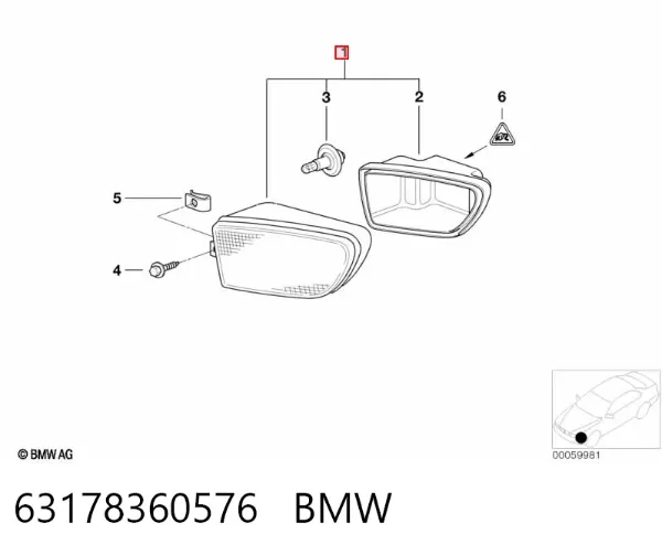 Lampa przeciwmgielna prawa 63178360576 BMW
