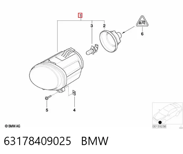 Lampa przeciwmgielna lewa 63178409025 BMW
