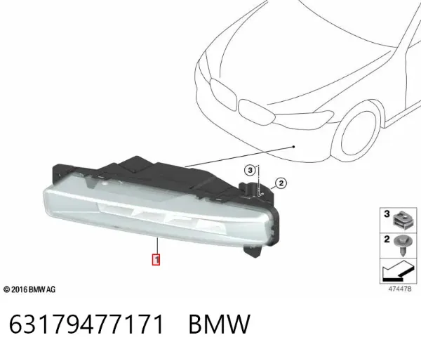 Lampa przeciwmgielna lewa 63179477171 BMW