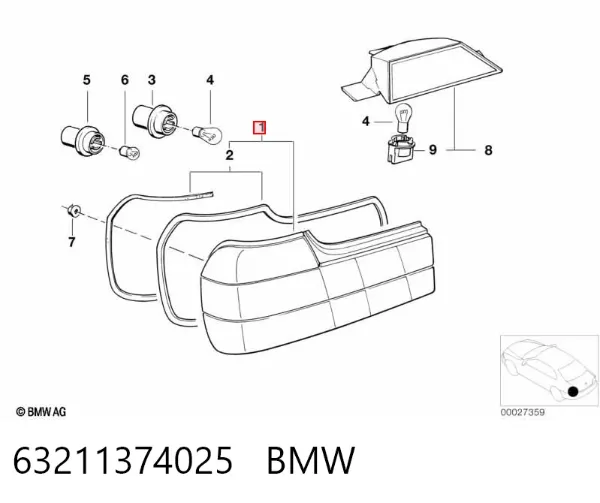 Lampa zespolona tylna lewa 63211374025 BMW