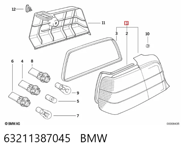 Lampa zespolona tylna lewa 63211387045 BMW