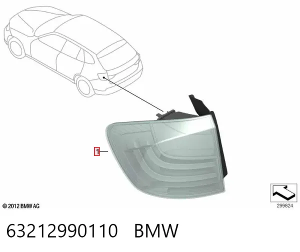 Lampa zespolona tylna prawa zewnętrzna 63212990110 BMW