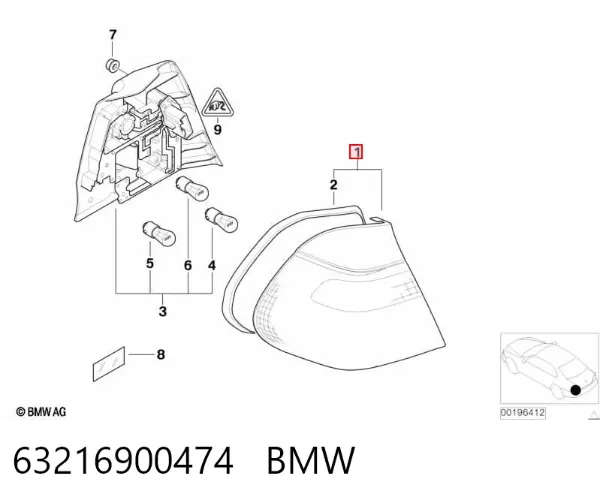 Lampa zespolona tylna prawa zewnętrzna 63216900474 BMW