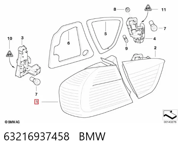 Lampa zespolona tylna prawa zewnętrzna 63216937458 BMW