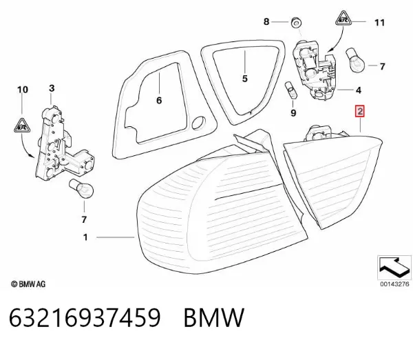 Lampa zespolona tylna lewa wewnętrzna 63216937459 BMW