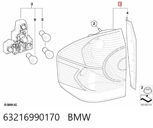 Lampa zespolona tylna prawa zewnętrzna 63216990170 BMW