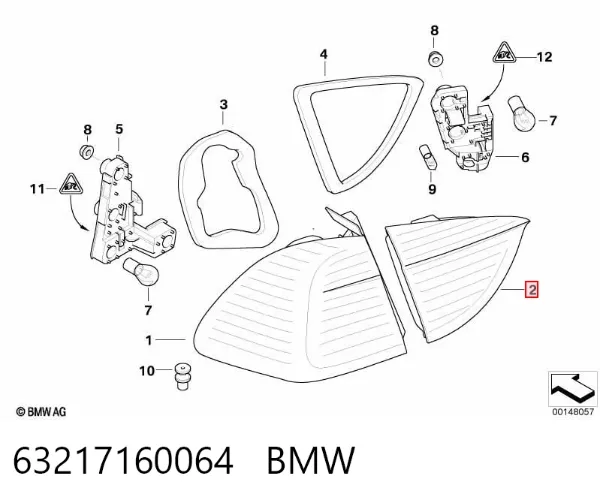Lampa zespolona tylna prawa wewnętrzna 63217160064 BMW