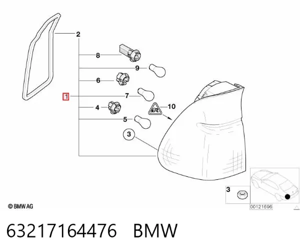 Lampa zespolona tylna prawa zewnętrzna 63217164476 BMW