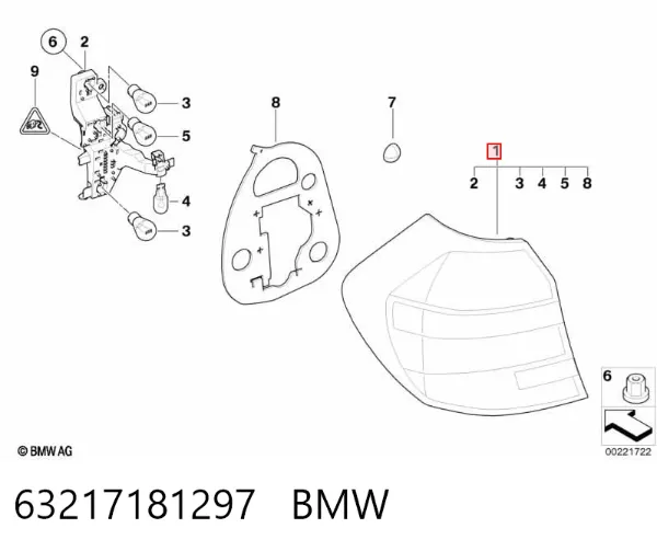 Lampa zespolona tylna lewa 63217181297 BMW