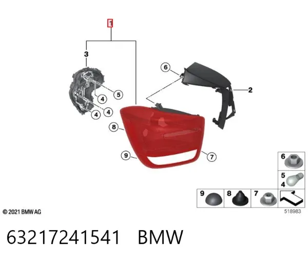 Lampa zespolona tylna lewa 63217241541 BMW