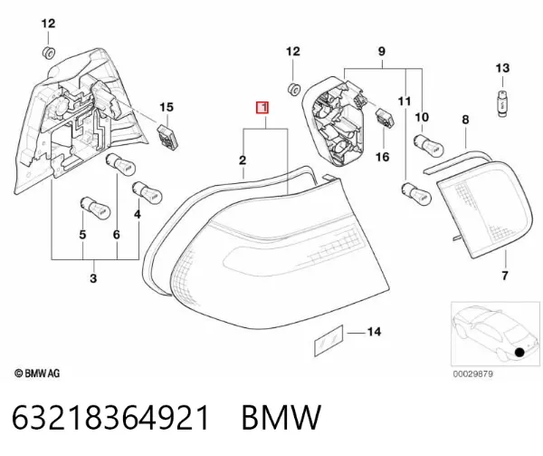 Lampa zespolona tylna lewa zewnętrzna 63218364921 BMW