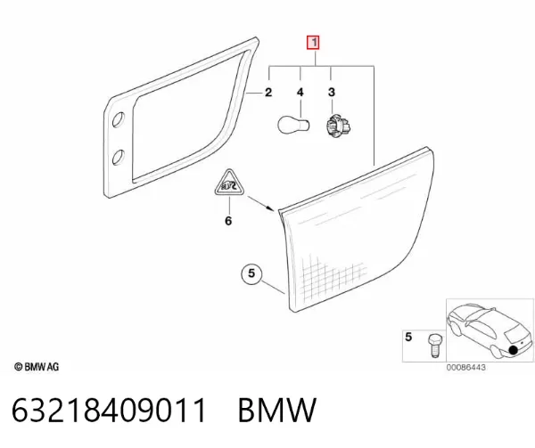 Lampa zespolona tylna lewa wewnętrzna 63218409011 BMW