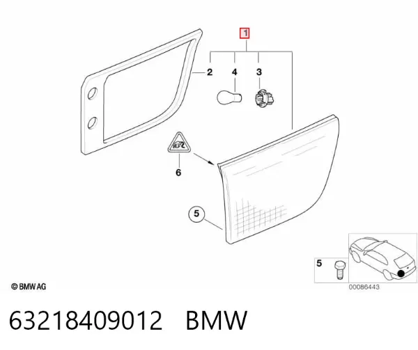 Lampa zespolona tylna prawa wewnętrzna 63218409012 BMW