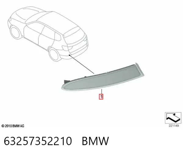 Lampa odblaskowa zderzaka tylnego prawa 63257352210 BMW