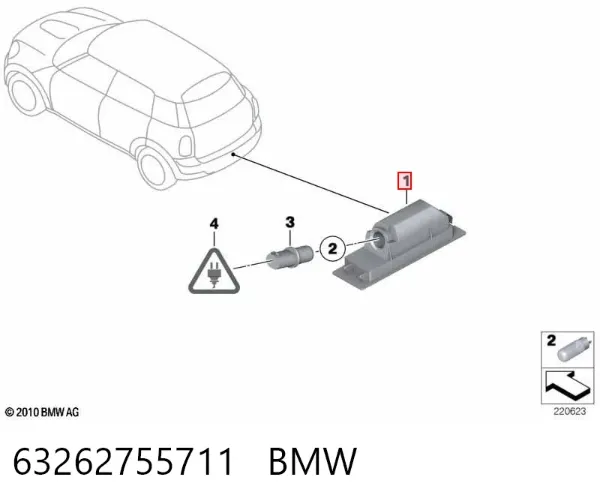 Lampa oświetlenia tylnej tablicy rejestracyjnej 63262755711 BMW