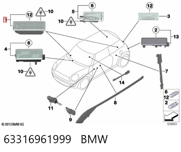 Lampa podświetlania w drzwiach 63316961999 BMW