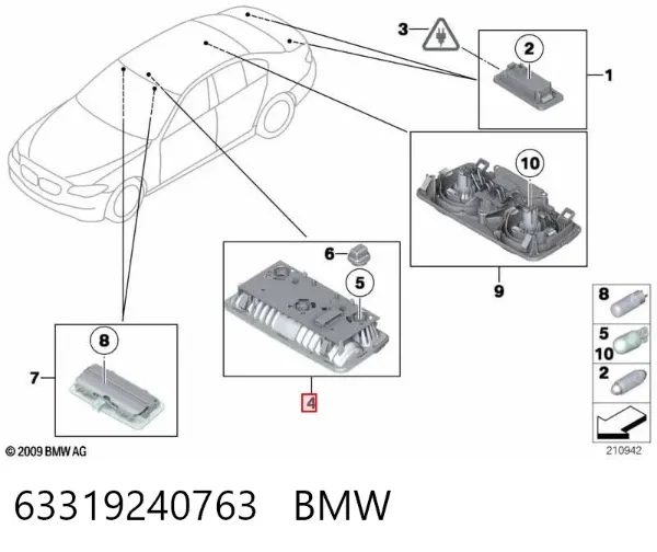 Lampka oświetlenia kabiny 63319240763 BMW