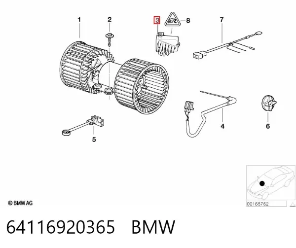 Rezystor wentylatora nagrzewnicy (ogrzewacza kabiny) 64116920365 BMW
