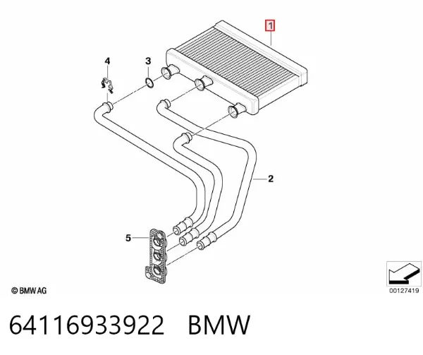 Chłodnica nagrzewnicy (ogrzewacza) 64116933922 BMW