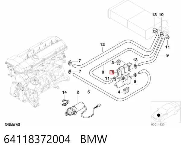Zawór nagrzewnicy (ogrzewacza) 64118372004 BMW