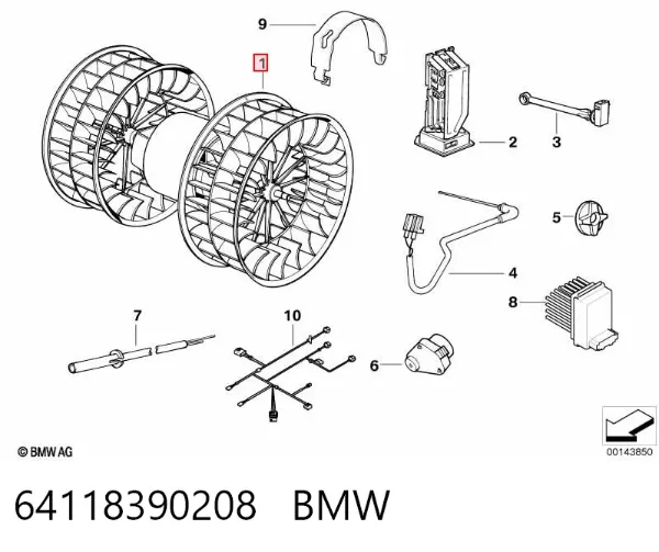 Silniczek wentylatora nagrzewnicy (ogrzewacza wnętrza) 64118390208 BMW