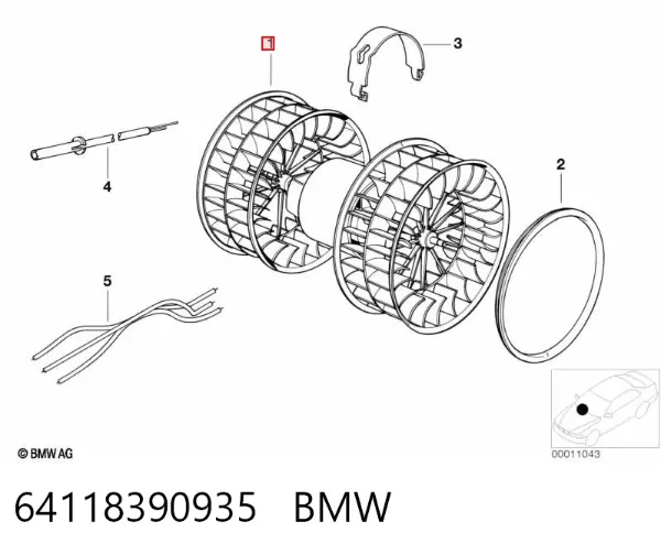 Silniczek wentylatora nagrzewnicy (ogrzewacza wnętrza) 64118390935 BMW