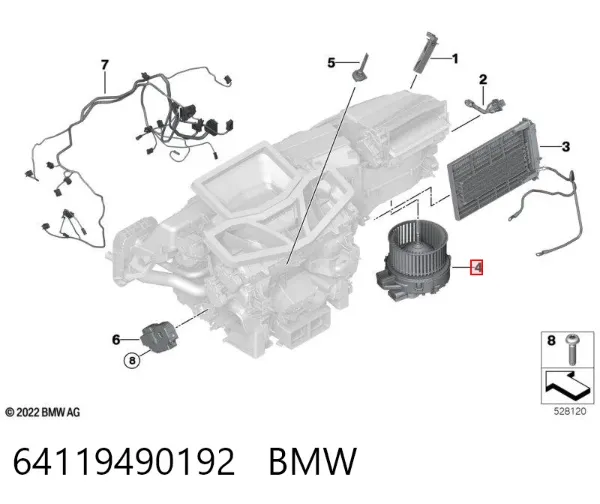 Silniczek wentylatora nagrzewnicy (ogrzewacza wnętrza) BMW X5 G05, F95