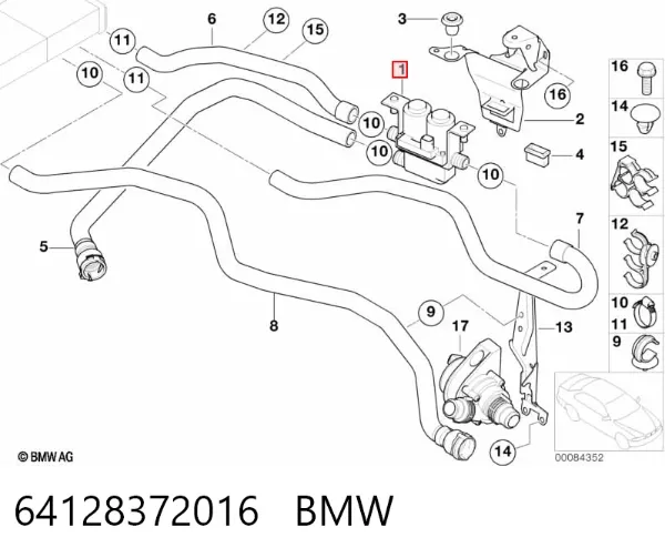 Zawór nagrzewnicy (ogrzewacza) 64128372016 BMW