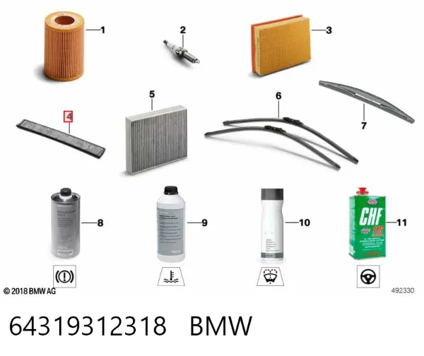 Filtr kabiny 64319312318 BMW