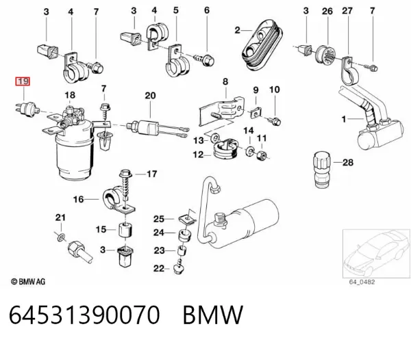 Czujnik ciśnienia bezwzględnego klimatyzacji 64531390070 BMW